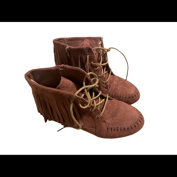 Bethany Mota Shoes - Bethany Mota Faux Suede Side-Zipper Moccasin Bootieswith Tassels and Studs